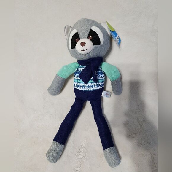 Spark Create Imagine Knit Christmas Winter Raccoon Lovey Rattle 18 inch - Picture 4 of 4